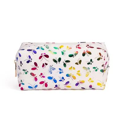 Women's Fashion Marble Printed PU Cosmetic Bag with Zipper Closure