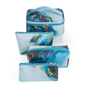 Women's Marble Print Cosmetic Bag Set 4 Pieces PVC Makeup Travel Organizer
