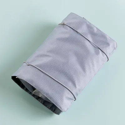 Women Solid Color Large Capacity Foldable Cosmetic Bag PU Toiletry Organizer