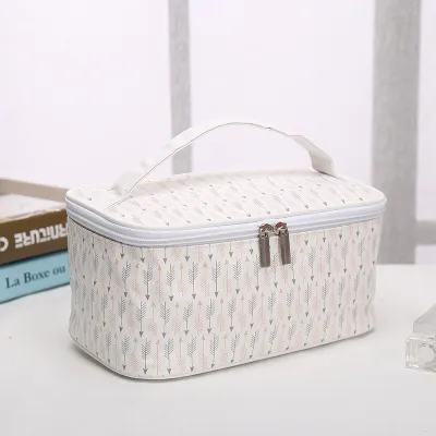 Women Portable Travel Canvas Make-up Bag Korean Stripe Zipper