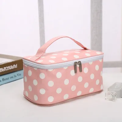 Women Portable Travel Canvas Make-up Bag Korean Stripe Zipper