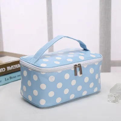 Women Portable Travel Canvas Make-up Bag Korean Stripe Zipper