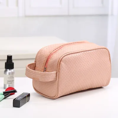 Women's Creative Solid Color Waterproof PU Polyester Cosmetic Bag