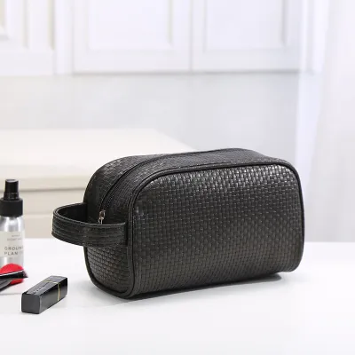 Women's Creative Solid Color Waterproof PU Polyester Cosmetic Bag