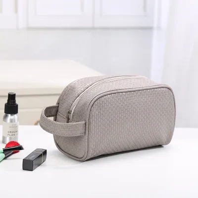 Women's Creative Solid Color Waterproof PU Polyester Cosmetic Bag