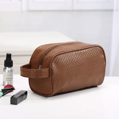 Women's Creative Solid Color Waterproof PU Polyester Cosmetic Bag