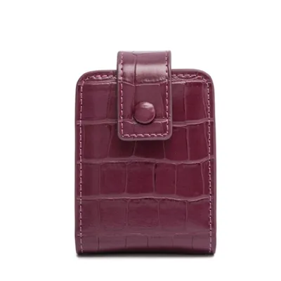 Women Solid Mini PU Leather Lipstick Cosmetic Bag with Buckle