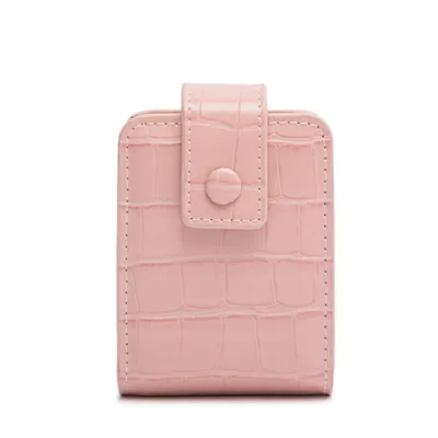 Women Solid Mini PU Leather Lipstick Cosmetic Bag with Buckle
