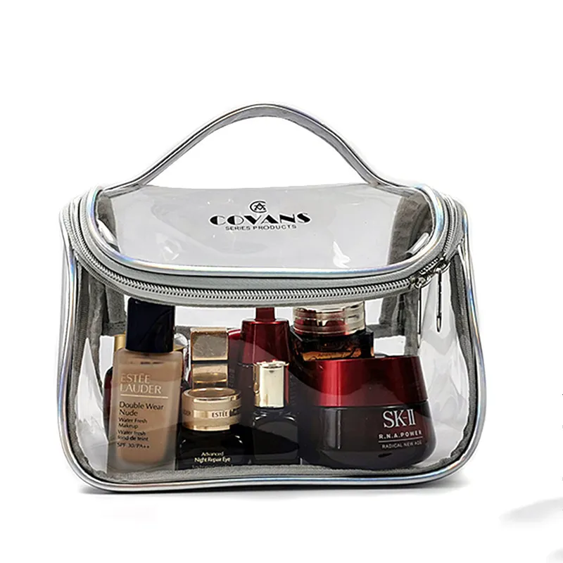 Women Transparent Zipper Portable Cosmetic Bag PVC Travel Makeup Organizer