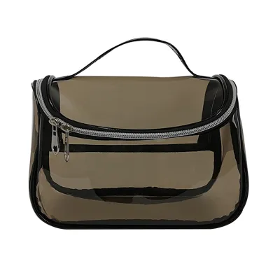Women Transparent Zipper Portable Cosmetic Bag PVC Travel Makeup Organizer