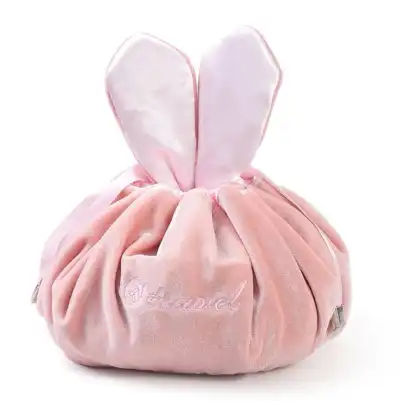 Women's Solid Color Flannel Drawstring Cosmetic Bag Korean Style Velvet Cylindrical Makeup Organizer