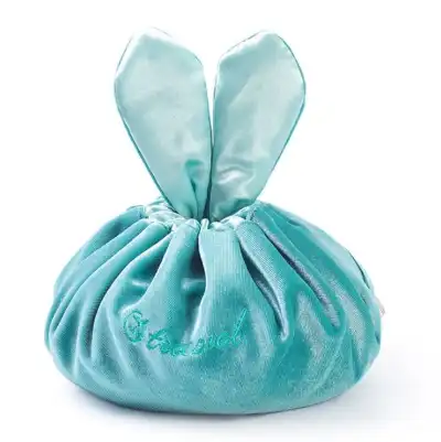 Women's Solid Color Flannel Drawstring Cosmetic Bag Korean Style Velvet Cylindrical Makeup Organizer