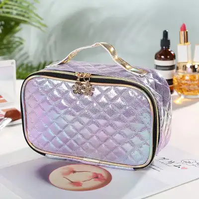 Women's Fashion Rhombus Pattern Portable Cosmetic Bag for Travel, Toiletries and Sundries