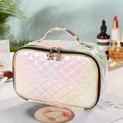 Women's Fashion Rhombus Pattern Portable Cosmetic Bag for Travel, Toiletries and Sundries