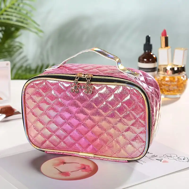 Women's Fashion Rhombus Pattern Portable Cosmetic Bag for Travel, Toiletries and Sundries