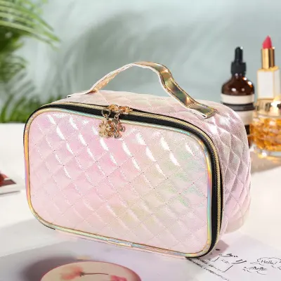 Women's Fashion Rhombus Pattern Portable Cosmetic Bag for Travel, Toiletries and Sundries
