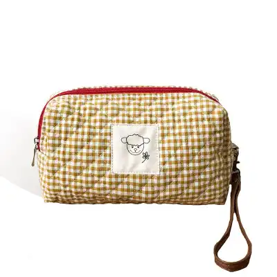 Woman Fashion Color Blocking Stitching Cosmetic Bag Cotton Pillow Shape