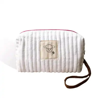 Woman Fashion Color Blocking Stitching Cosmetic Bag Cotton Pillow Shape