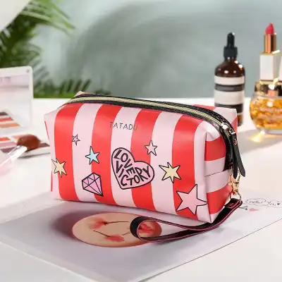 Women's Creative Graphic Print Pillow Type Zipper Cosmetic Bag for Travel