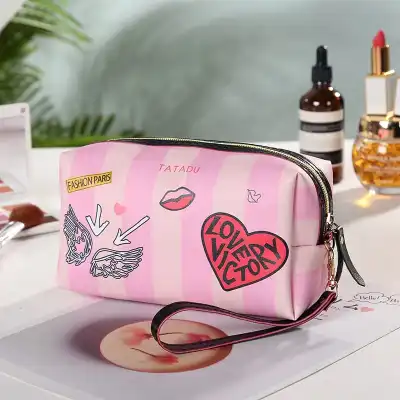 Women's Creative Graphic Print Pillow Type Zipper Cosmetic Bag for Travel