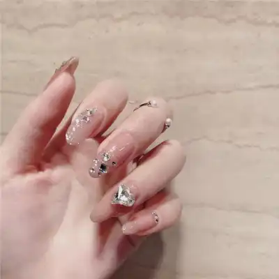 24pcs/box Fashion Rhinestone Waterproof False Nails Manicure Tools
