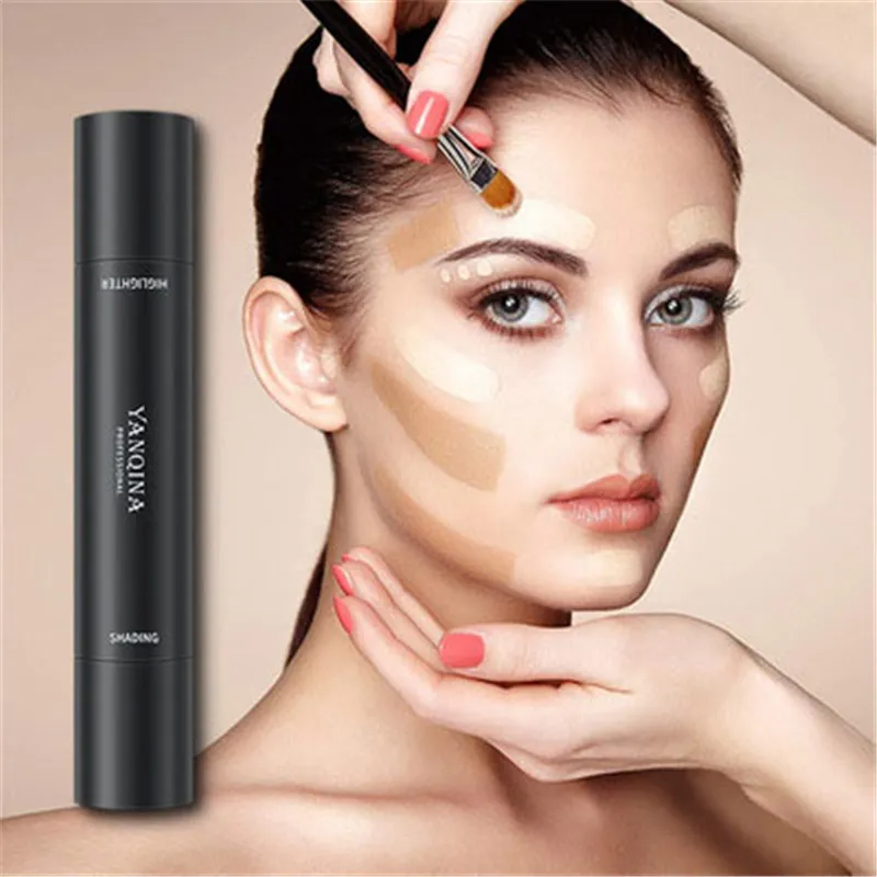 YANQINA 2 Colors Double Head Contour Highlighter Pen for Face Concealer Retouch Universal Skin Type