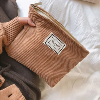 Women's Fashion Color Blocking Canvas Large Capacity Cosmetic Bag with Zipper