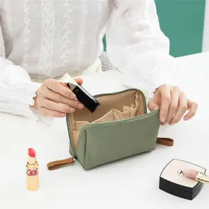 Women's Fashion Color Block Zipper Portable Cosmetic Bag