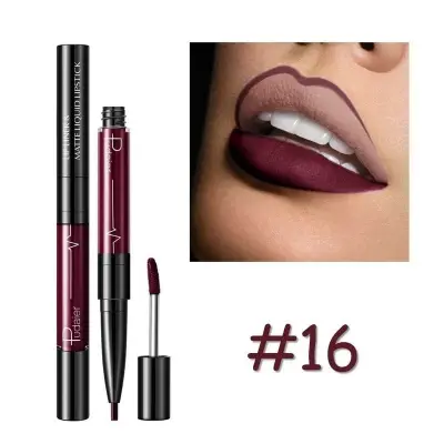 Pudaier 16 Colors Double-Headed Matte Lip Liner Lip Gloss with Vitamins