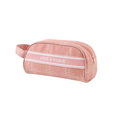 Women Chic Letter Printed Multifunction Travel Cosmetic Bag With Plaid Pattern