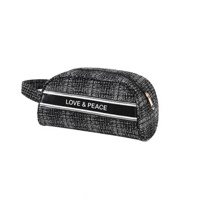 Women Chic Letter Printed Multifunction Travel Cosmetic Bag With Plaid Pattern