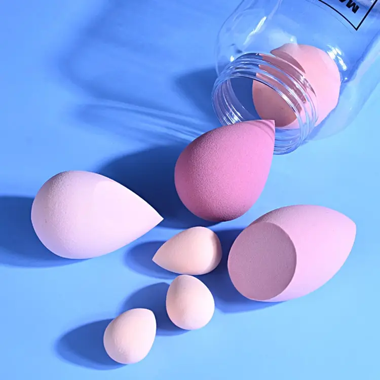 7pcs/Set Multicolor Drop Shape Makeup Sponge Cosmetic Puff Hydrophilic Polyurethane
