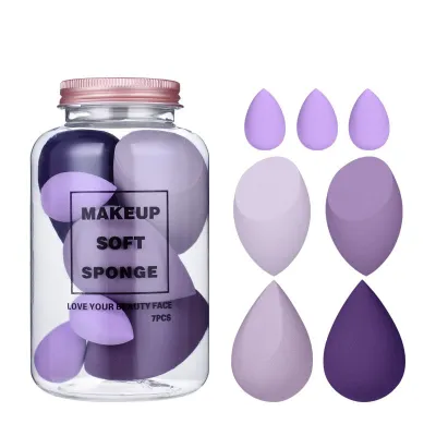 7pcs/Set Multicolor Drop Shape Makeup Sponge Cosmetic Puff Hydrophilic Polyurethane