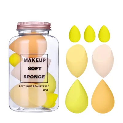 7pcs/Set Multicolor Drop Shape Makeup Sponge Cosmetic Puff Hydrophilic Polyurethane