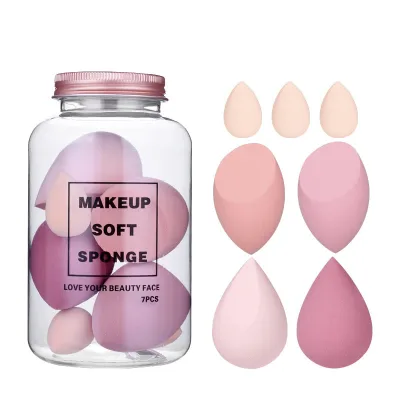 7pcs/Set Multicolor Drop Shape Makeup Sponge Cosmetic Puff Hydrophilic Polyurethane