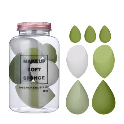 7pcs/Set Multicolor Drop Shape Makeup Sponge Cosmetic Puff Hydrophilic Polyurethane