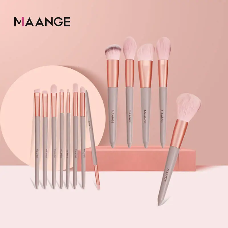 13pcs/Set Nanofiber Wooden Handle Cosmetic Brushes Set with Linen Pack