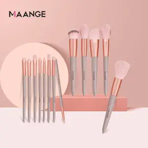 13pcs/Set Nanofiber Wooden Handle Cosmetic Brushes Set with Linen Pack