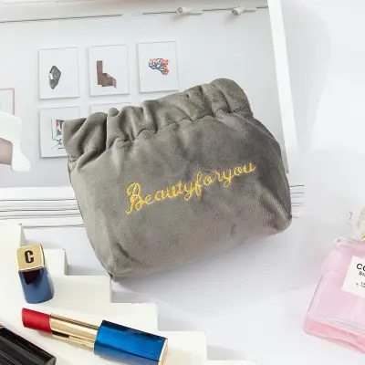 Women Velvet Soft Mini Cosmetic Bag Clutch Korean Makeup Pouch