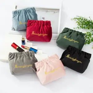 Women Velvet Soft Mini Cosmetic Bag Clutch Korean Makeup Pouch