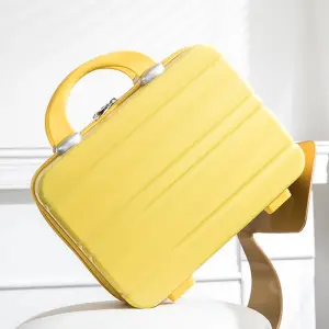 Women Fashion Solid Color Box Type ABS Cosmetic Case with Stripe Pattern