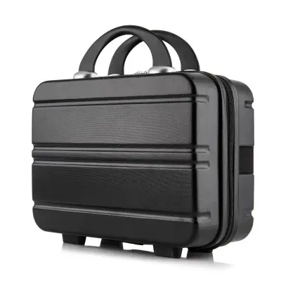 Women Fashion Solid Color Box Type ABS Cosmetic Case with Stripe Pattern