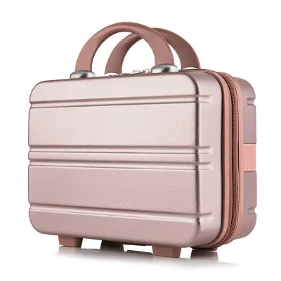 Women Fashion Solid Color Box Type ABS Cosmetic Case with Stripe Pattern
