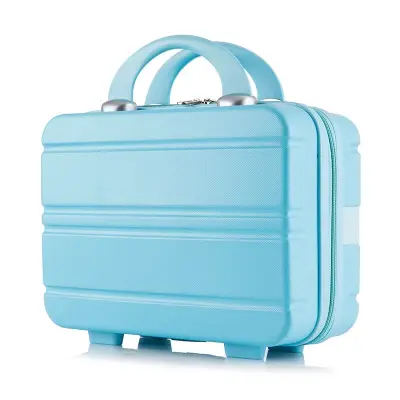 Women Fashion Solid Color Box Type ABS Cosmetic Case with Stripe Pattern