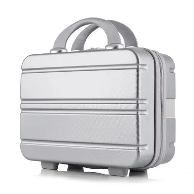 Women Fashion Solid Color Box Type ABS Cosmetic Case with Stripe Pattern