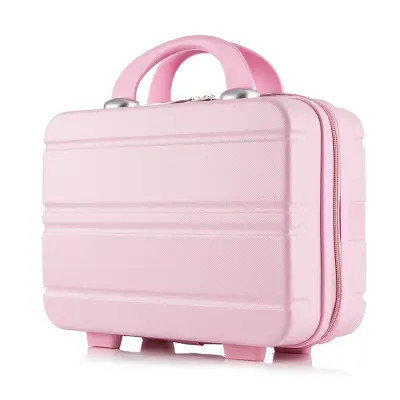Women Fashion Solid Color Box Type ABS Cosmetic Case with Stripe Pattern