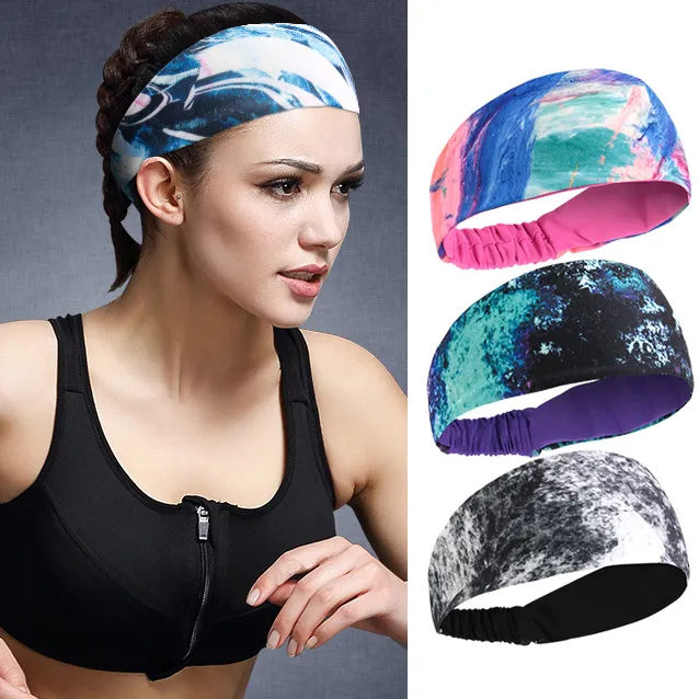 Men Women Color Blocking Sweat-absorbent Sports Headband for Home Fitness