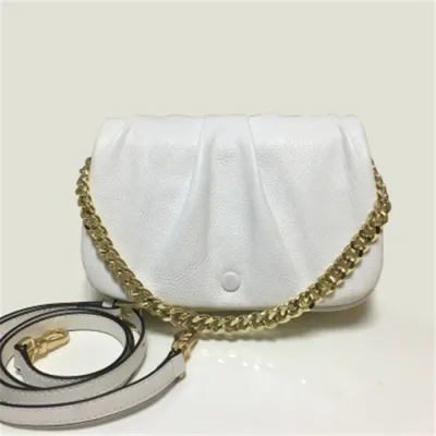 Women Trendy Solid Color Genuine Leather Cross-Body Chain Small Round Bag