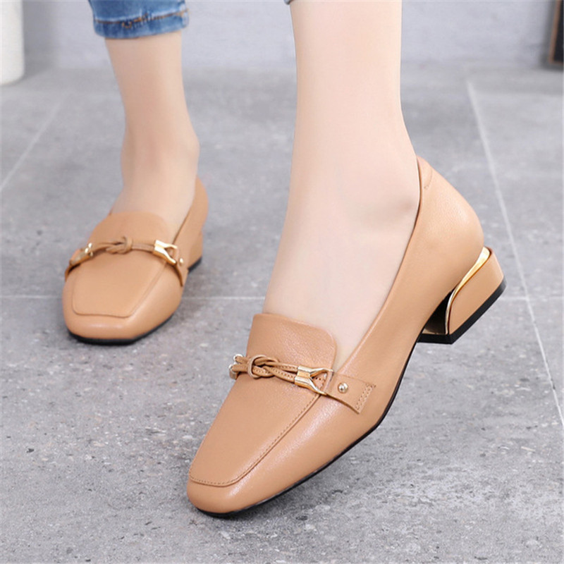 Wholesale Size:4.5-12 Women Fashion Leather Mid Heel Loafers Wholesale Size:4.5-12 Women Fashion Leather Mid Heel Loafers