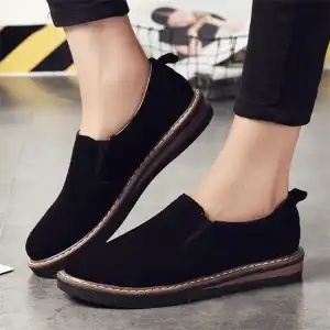 Size 4.5-10 Women Casual Slip On Suede Loafers Genuine Leather